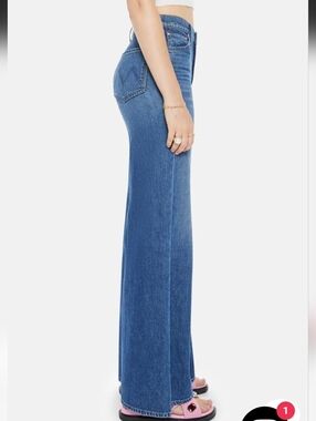 MOTHER The Undercover  Wide-Leg Denim Jeans in Medium Blue Wash 31.5 " Mid Rise